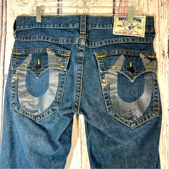 AUTHENTIC True Religion Denim Y2K Bootcut Logo USA Made Jeans Size 33 x 33 EUC - Picture 3 of 16